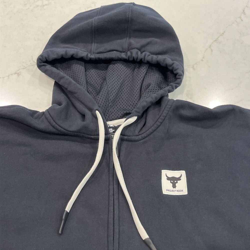 Under Armour Project Rock Crop Cropped Hoodie Womens Medium Black Full Zip - Picture 4 of 11